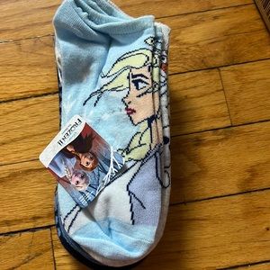 Frozen Girls 5 pairs no shoes Socks Shoe Size 4-10 Blue Olaf Elsa Anna Snowflake